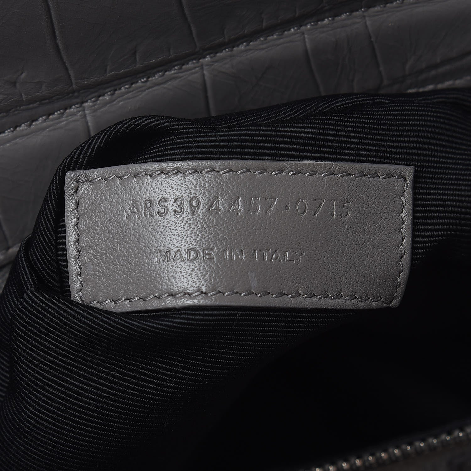 Saint Laurent Calfskin Crocodile Embossed Medium Cabas Rive Gauche Fog 7 of 17