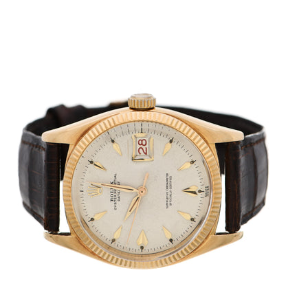 Rolex 18K Yellow Gold Alligator 36mm Oyster Perpetual Datejust Watch 6605 2 of 7