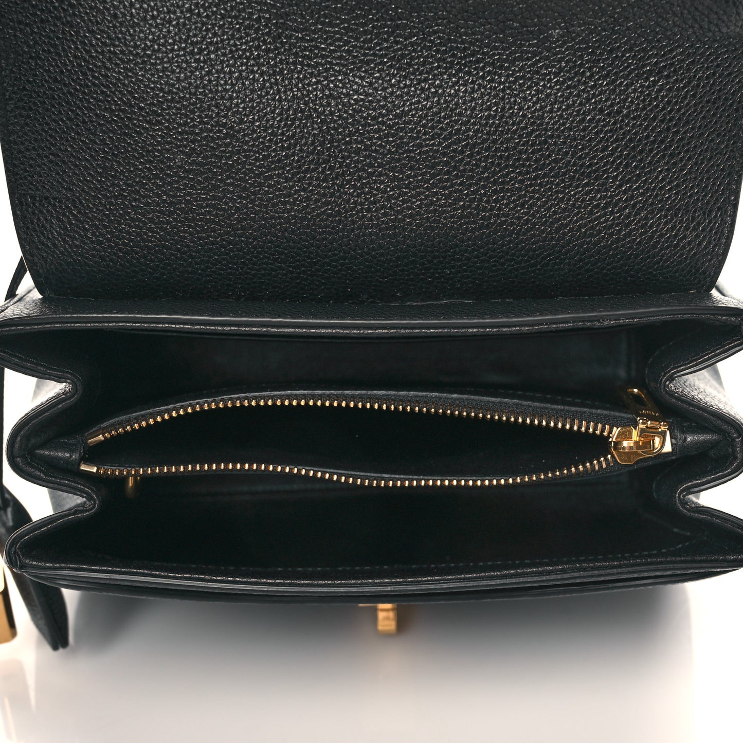 Grained Calfskin Small 16 Top Handle Bag Black