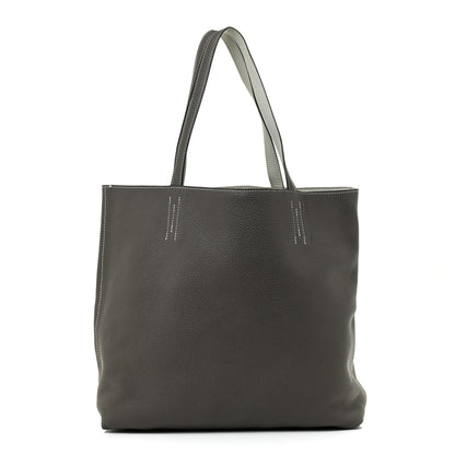 Hermes Taurillon Clemence Double Sens 36 Reversible Tote Gris Perle Etain 1 of 15