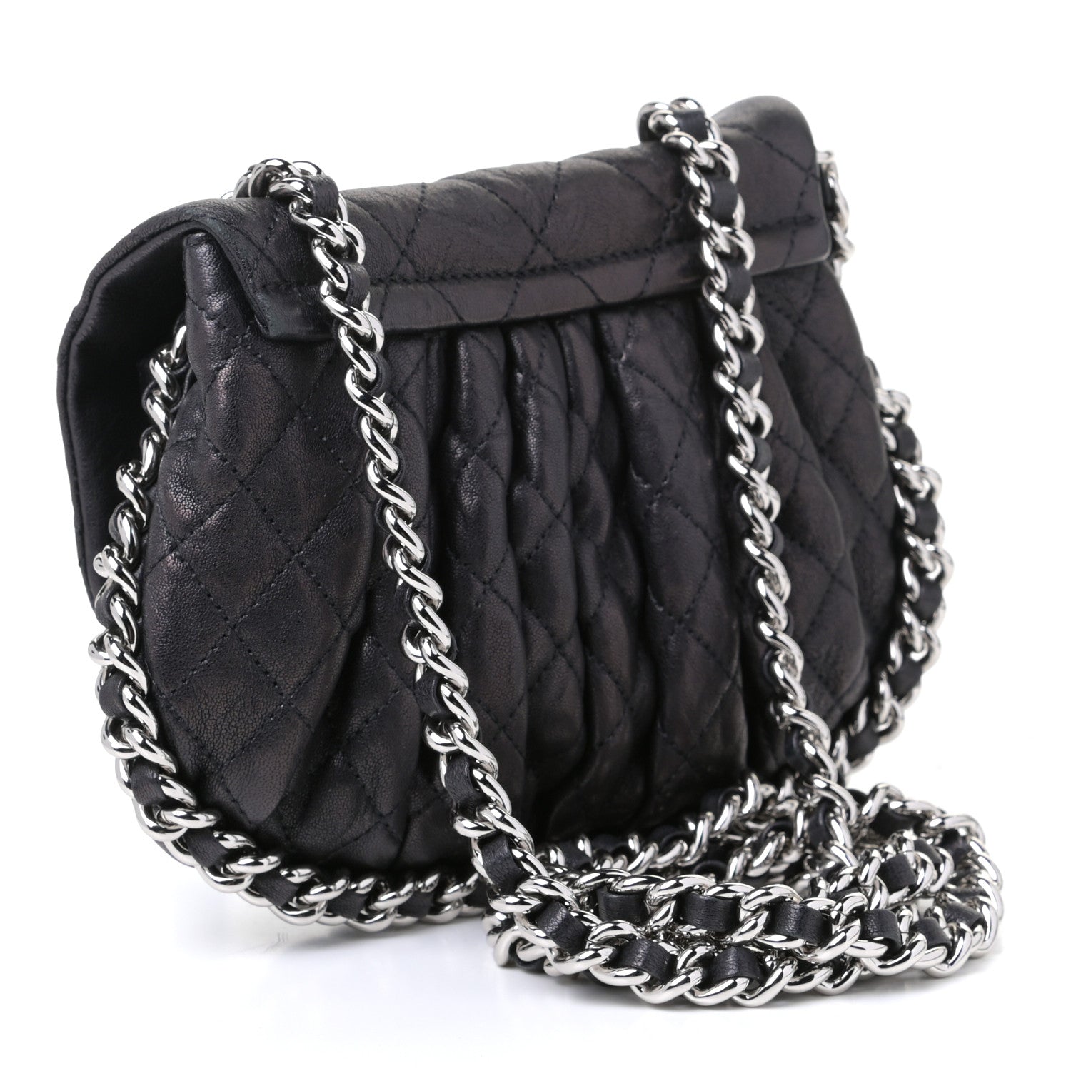 Chanel Washed Lambskin Quilted Mini Chain Around Flap Black 2 of 5