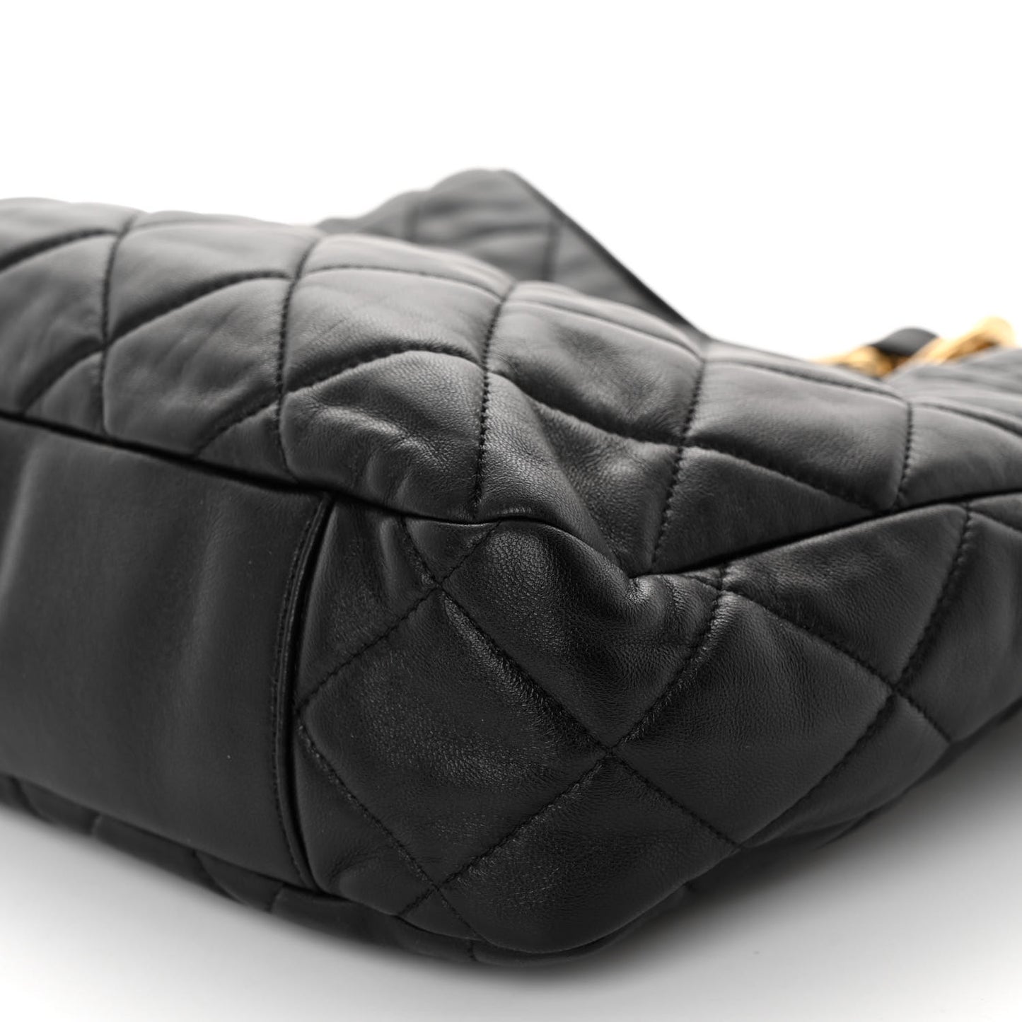 Lambskin Quilted Large CC Funky Town Hobo Black