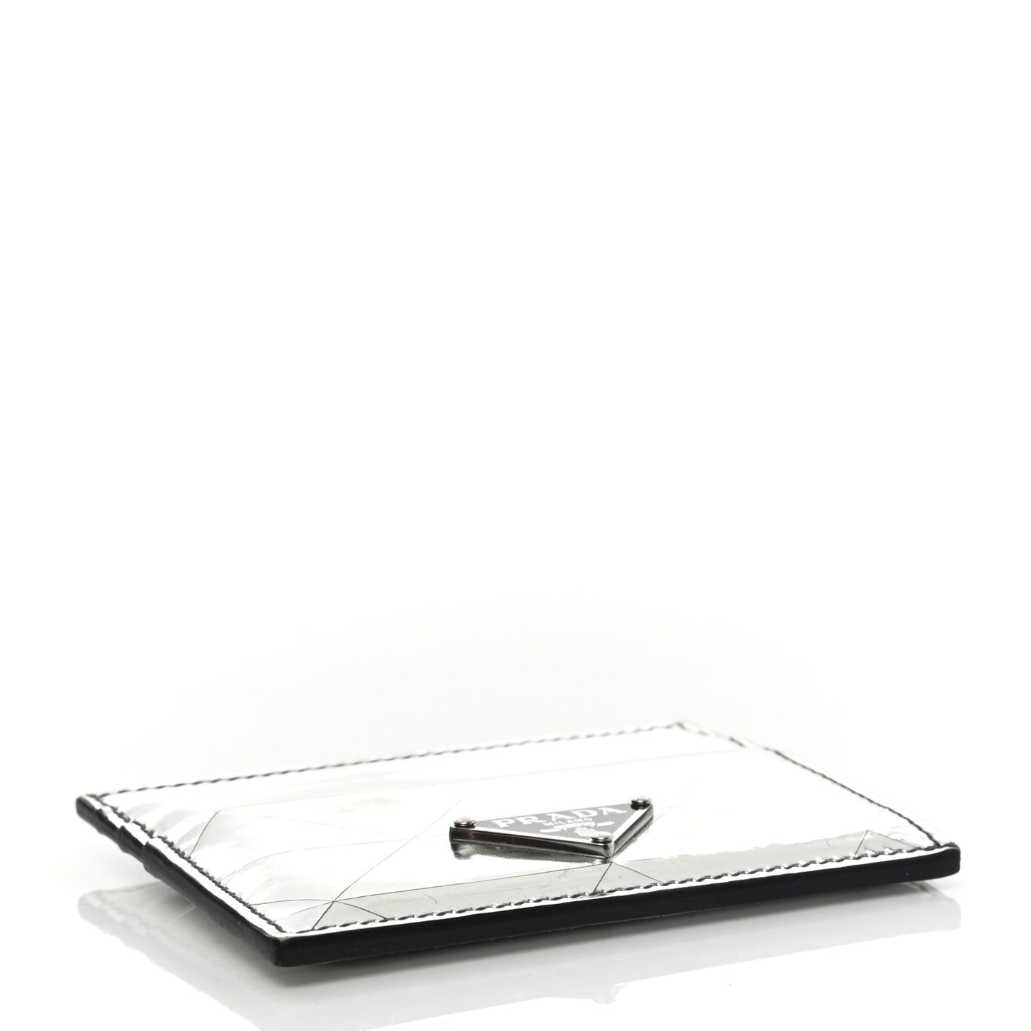 Spazzolato Triangle Patterned Card Holder Argento