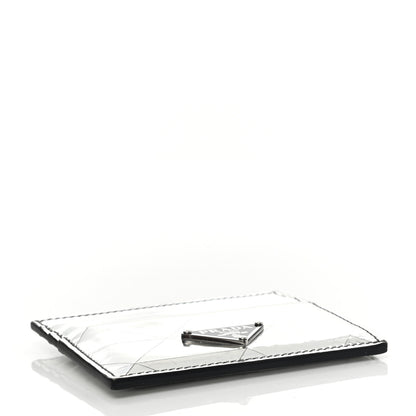 Prada Spazzolato Triangle Patterned Card Holder Argento 4 of 9