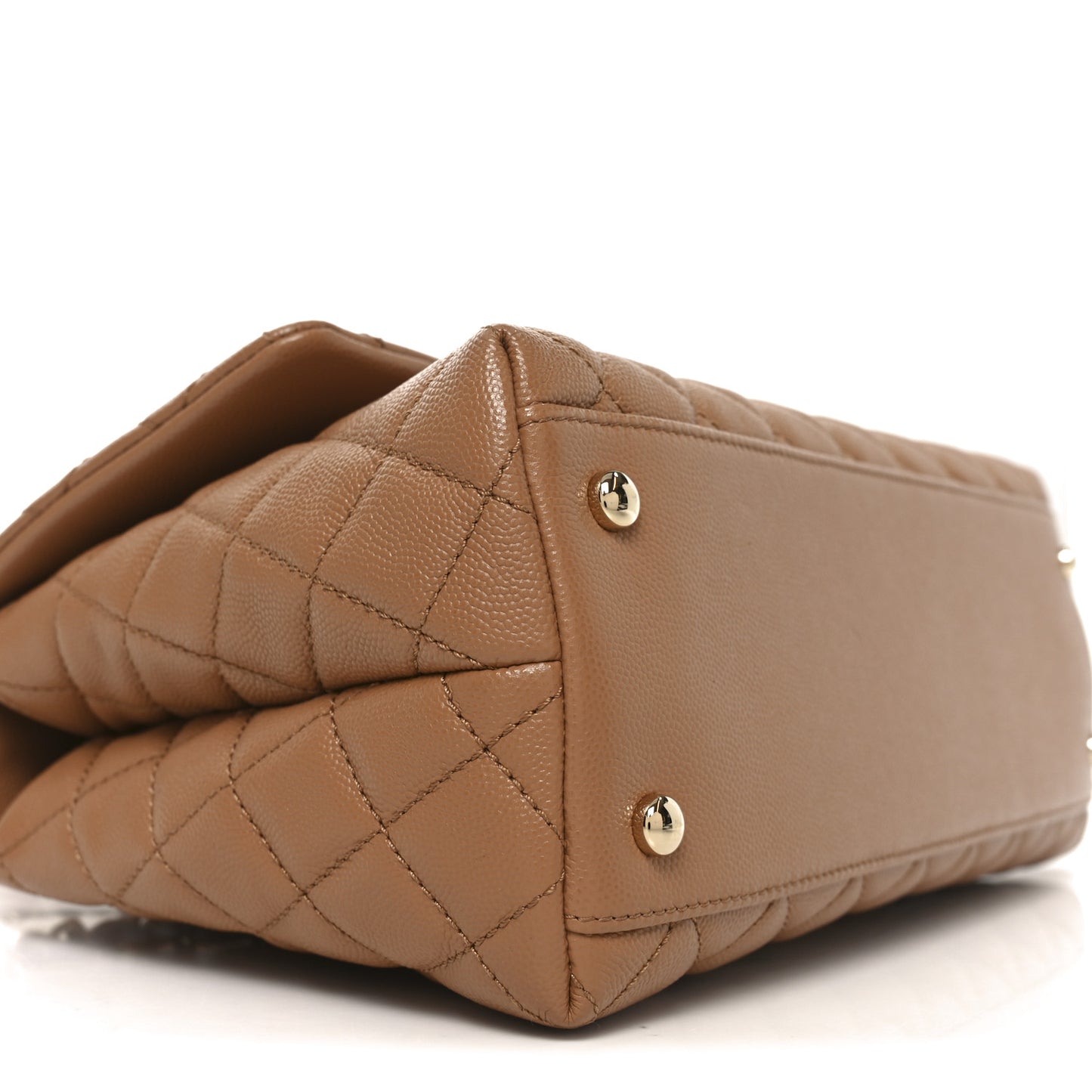 Caviar Quilted Small Coco Handle Flap Brown