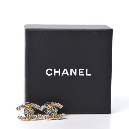 Chanel Crystal Over The Rainbow CC Earrings Gold Multicolor 5 of 5