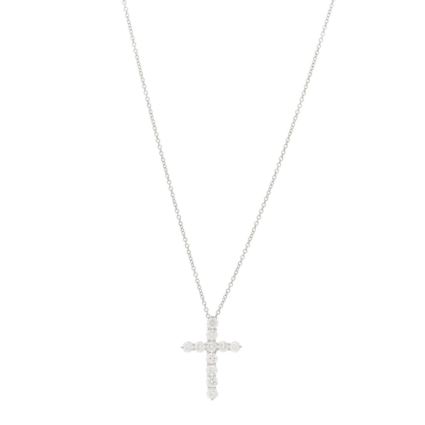 Platinum Diamond Medium Cross Pendant Necklace