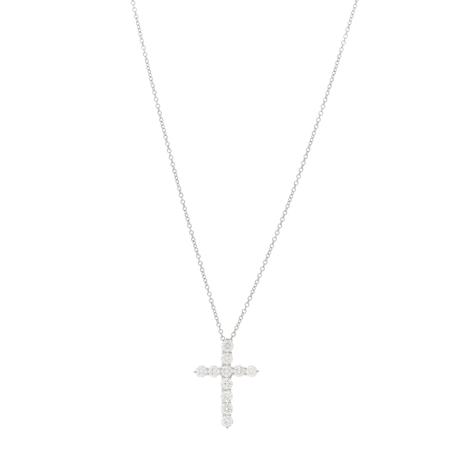 Tiffany Platinum Diamond Medium Cross Pendant Necklace 1 of 4