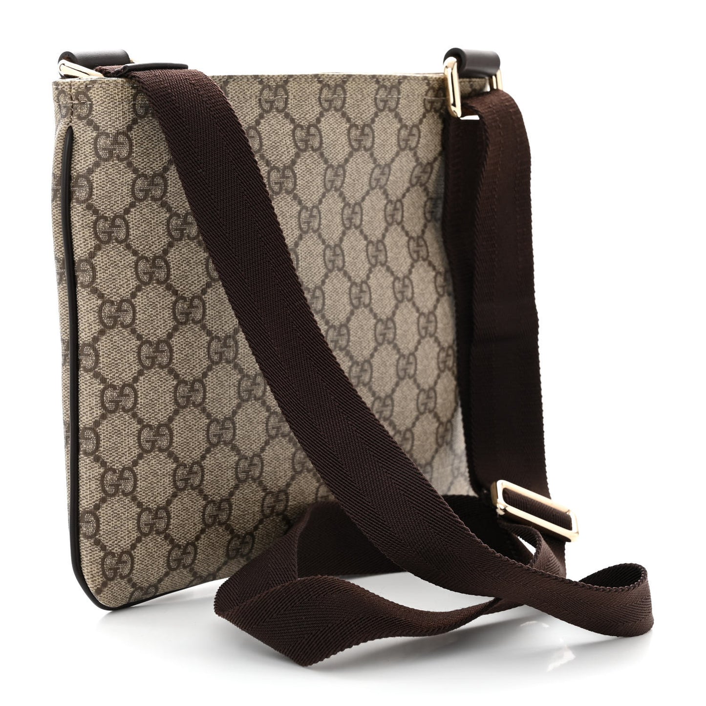 GG Supreme Monogram Small Flat Messenger Bag Dark Brown