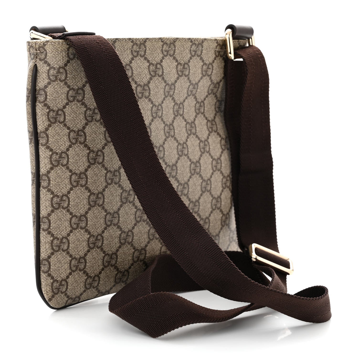 Gucci GG Supreme Monogram Small Flat Messenger Bag Dark Brown 3 of 10