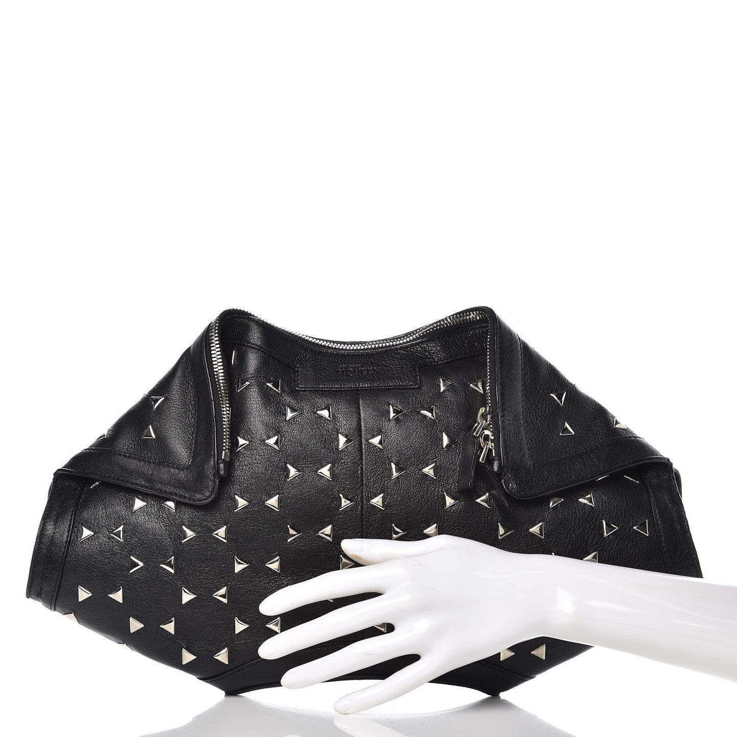 Calfskin Studded De Manta Clutch Black