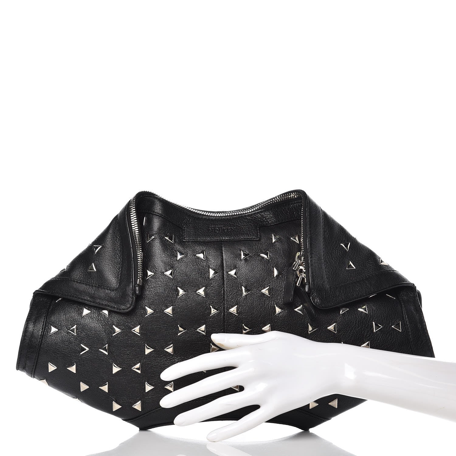 Alexander McQueen Calfskin Studded De Manta Clutch Black 2 of 11