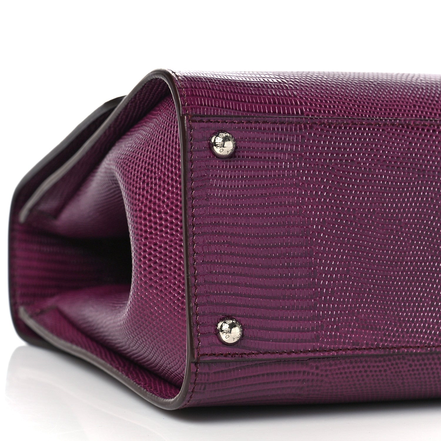 Dolce & Gabbana Lizard Calfskin Embossed Medium Monica Top Handle Bag Purple 6 of 7