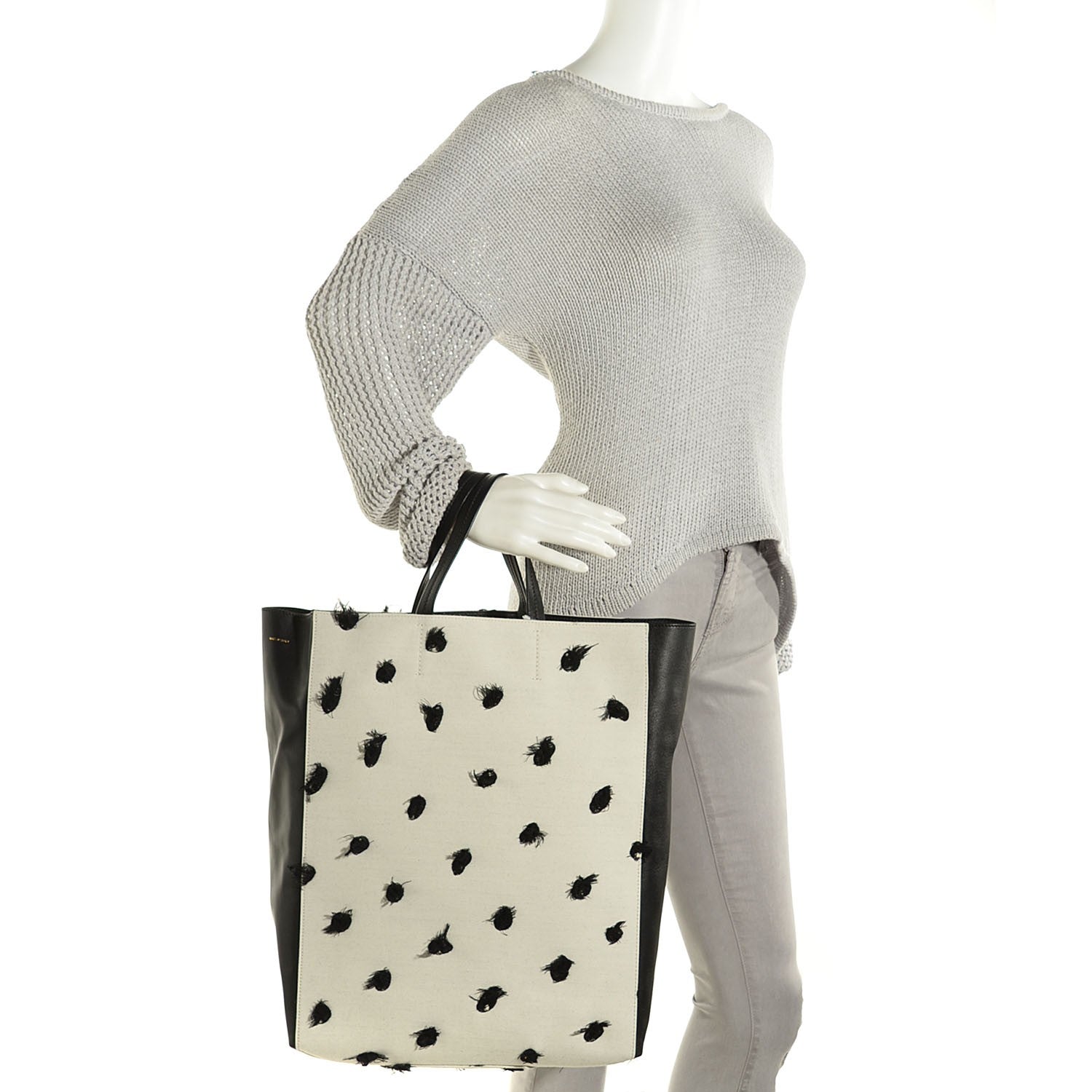 Celine Wool Lambskin Vertical Cabas Black 2 of 8