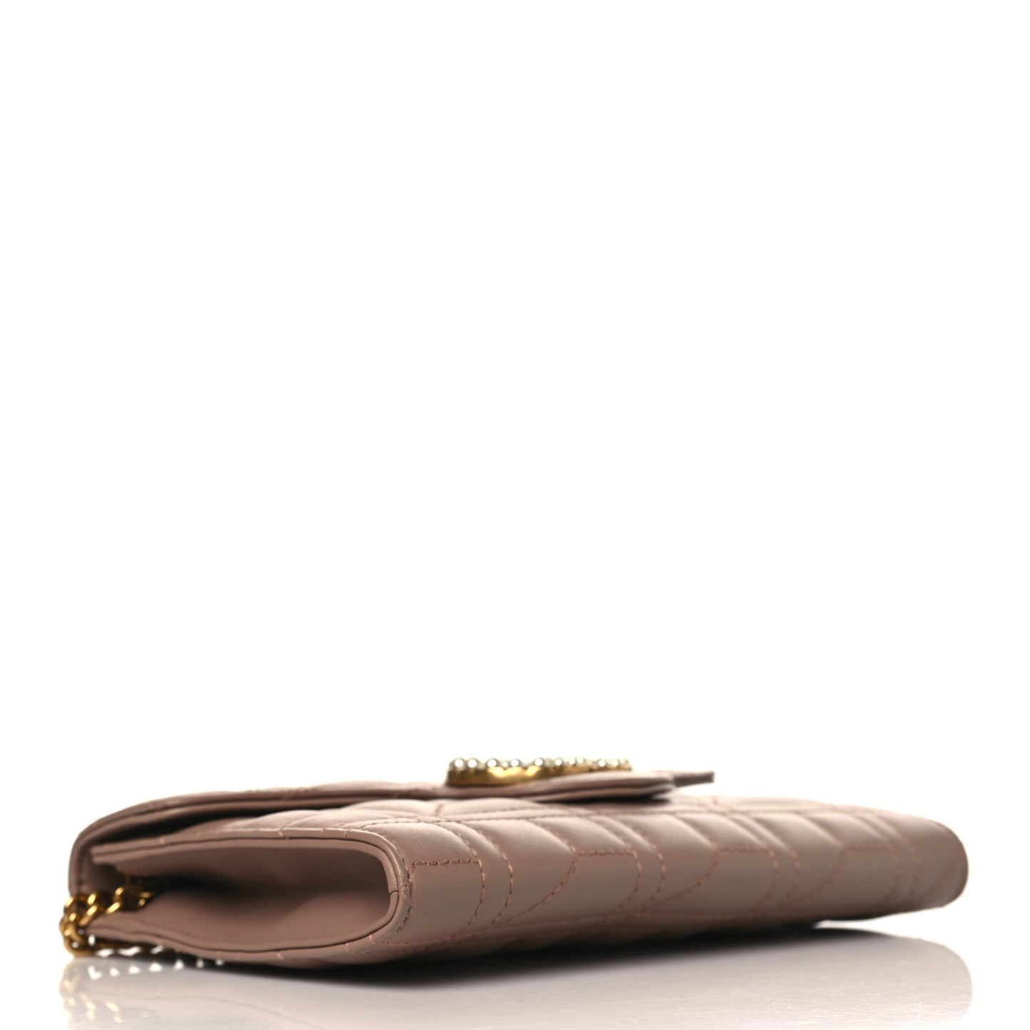 Calfskin Matelasse Mini Pearly GG Marmont Chain Wallet Porcelain Rose