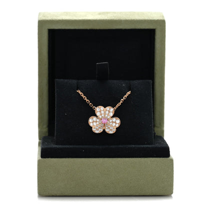 Van Cleef & Arpels 18K Rose Gold Diamond Pink Sapphire Small Frivole Pendant Necklace 5 of 5