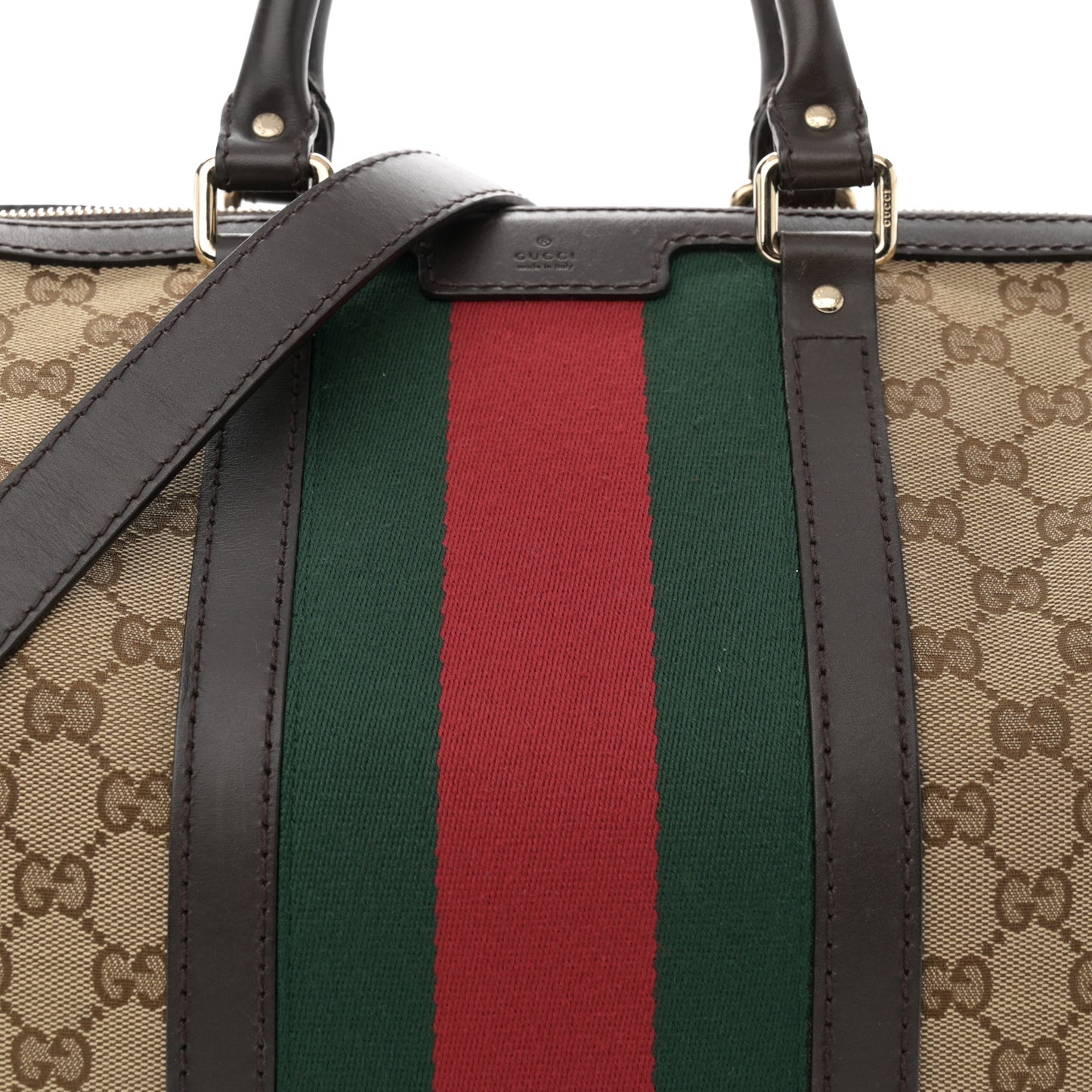 Monogram Selleria Calfskin Vintage Web Medium Boston Beige Ebony Cocoa