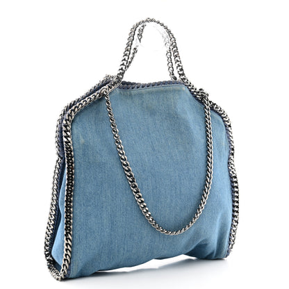 Stella McCartney Eco Denim Embroidered Zigarette Falabella Fold Over Tote Blue 3 of 11