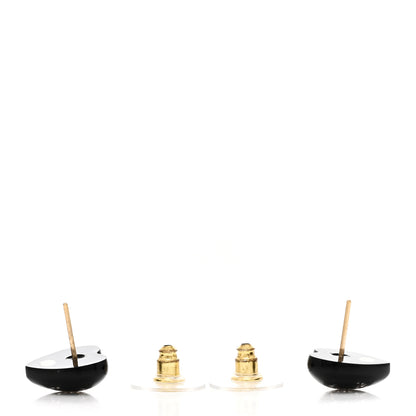 Chanel Resin Crystal CC Heart Earrings Black Gold 3 of 4