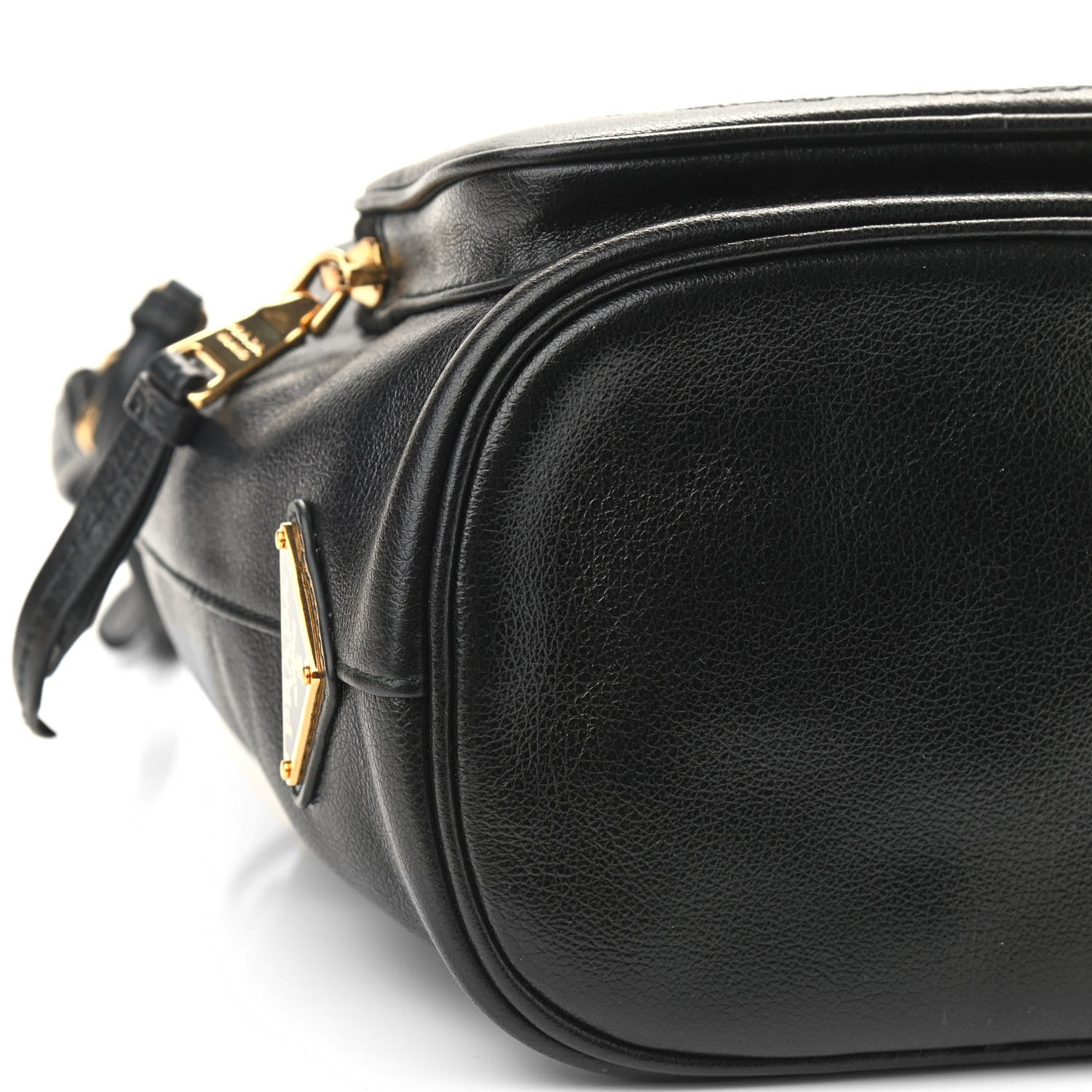 Prada Glace Calfskin Embossed Secchiello Bucket Bag Black 8 of 9