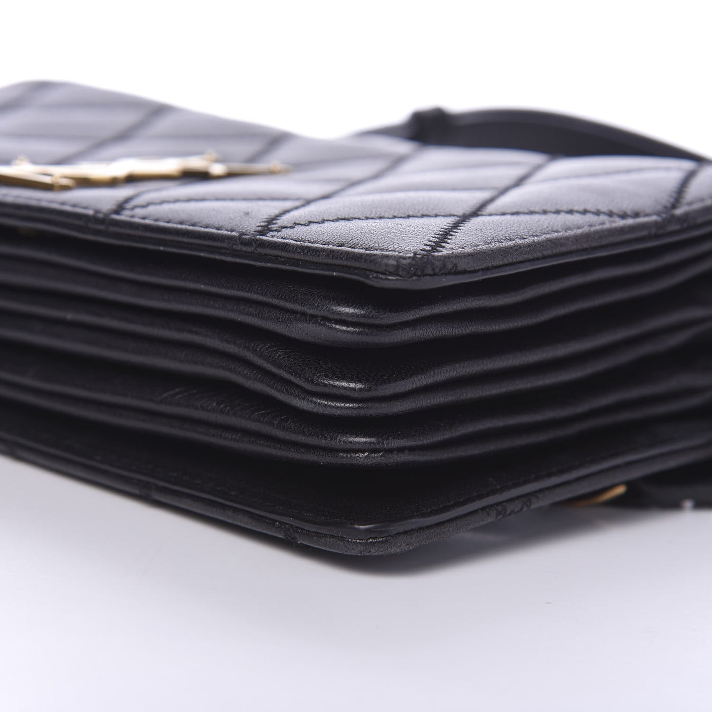 Lambskin Diamond Quilted Monogram Angie Chain Bag Black