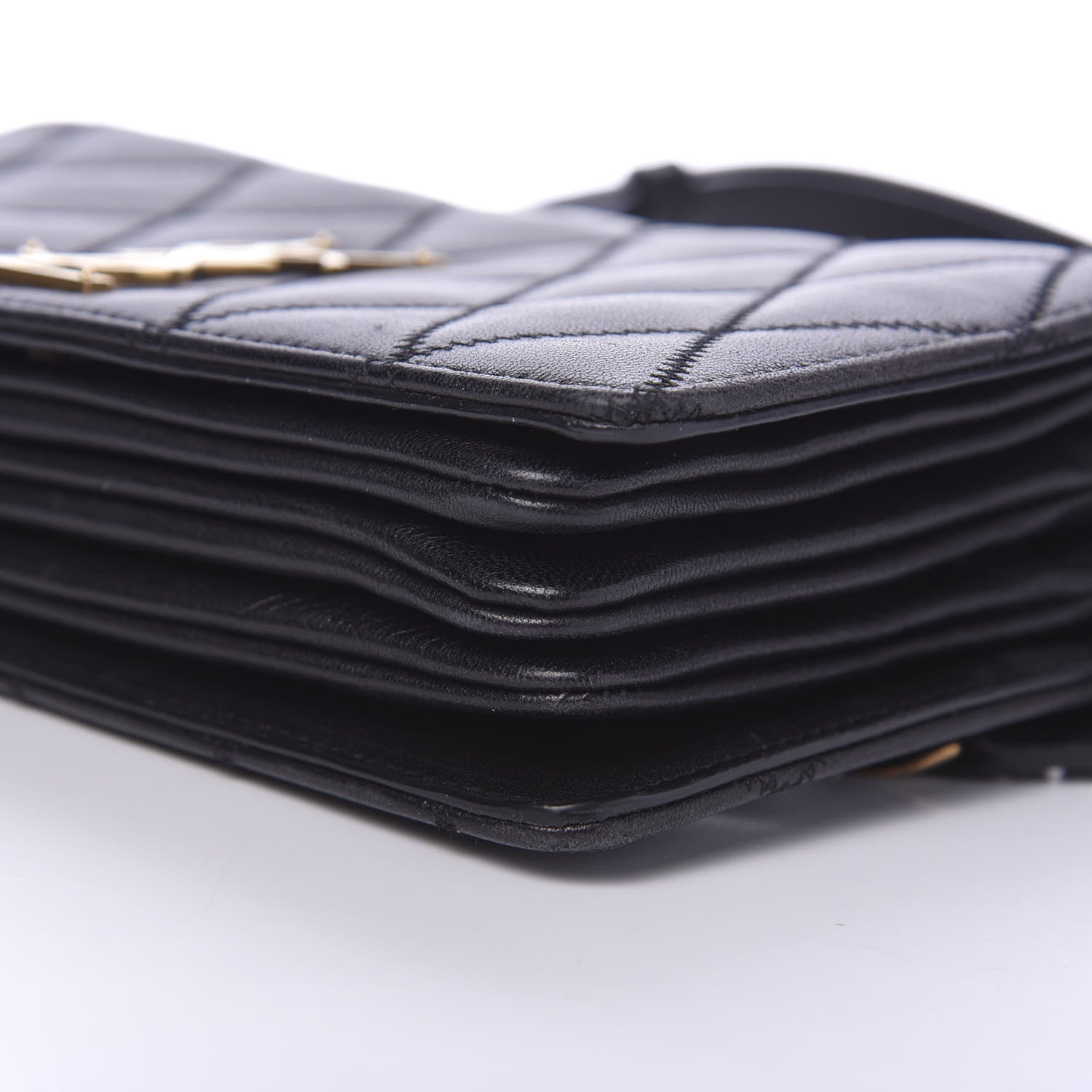 Saint Laurent Lambskin Diamond Quilted Monogram Angie Chain Bag Black 13 of 15