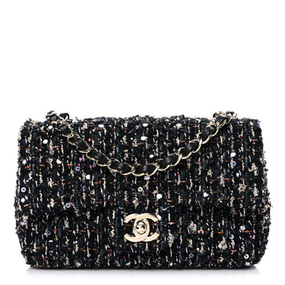 Chanel Glittered Tweed Quilted Mini Rectangular Flap Navy Blue Mulitcolor 1 of 13