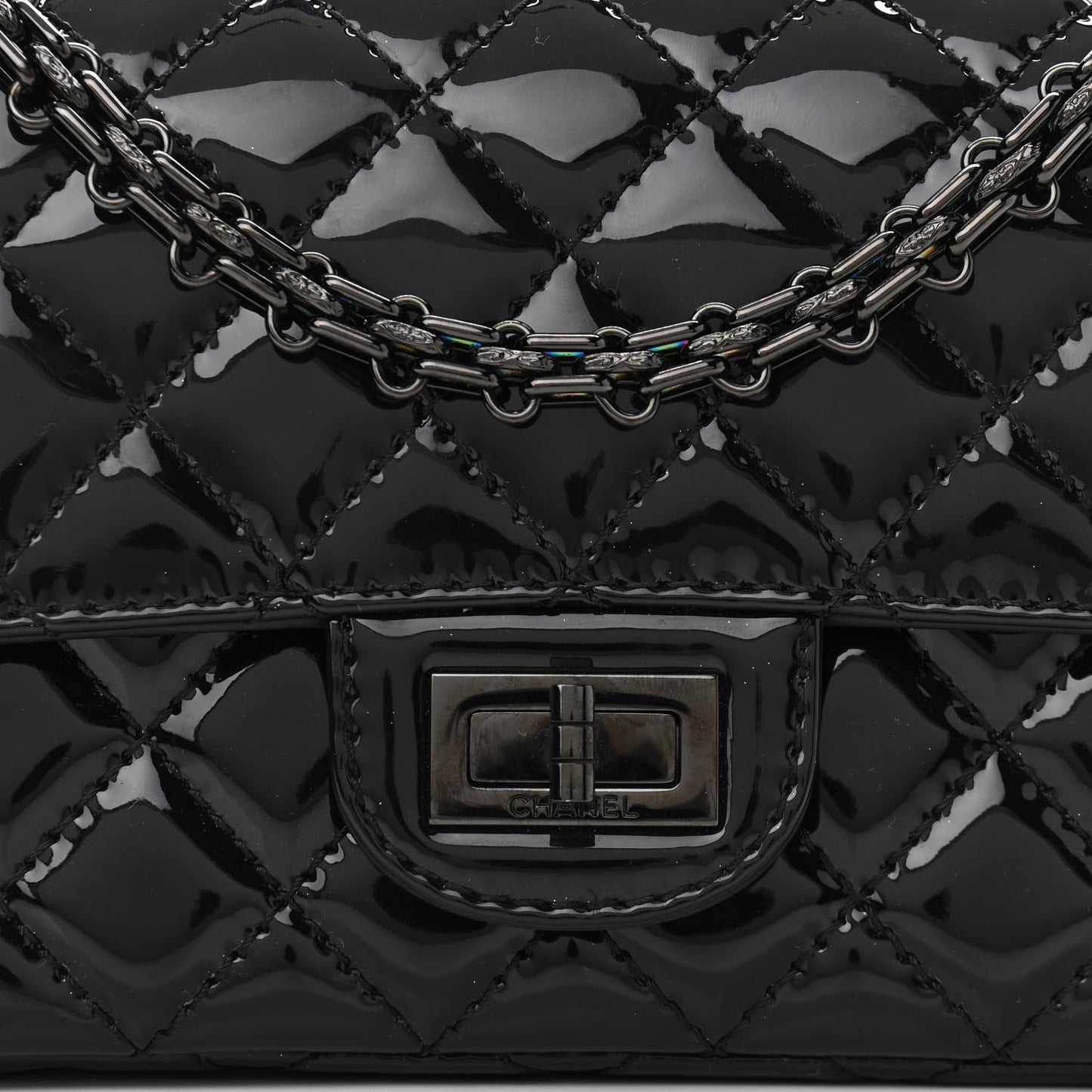 Patent Calfskin Quilted 2.55 Reissue Mini Flap So Black