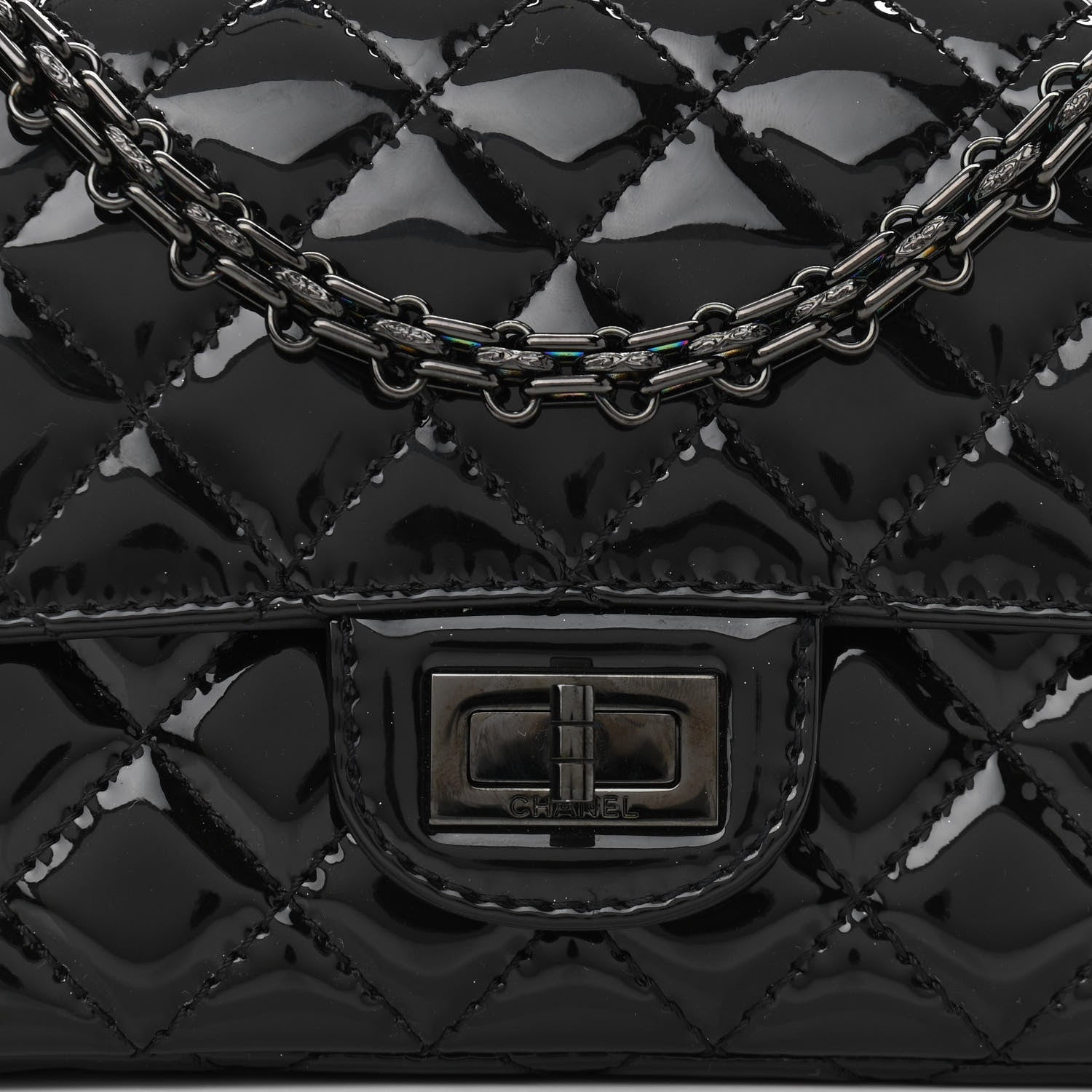 Chanel Patent Calfskin Quilted 2.55 Reissue Mini Flap So Black 11 of 11