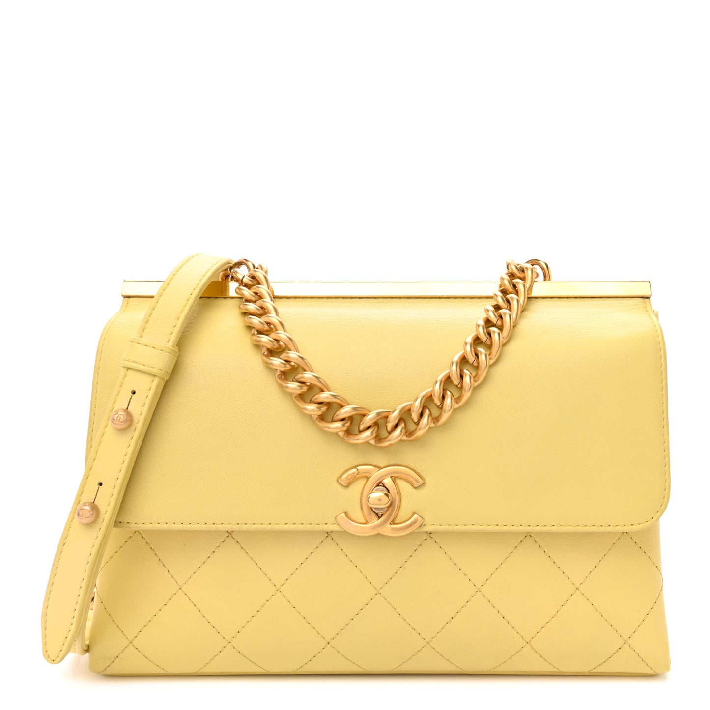 Lambskin Stitched Coco Luxe Small Flap Yellow