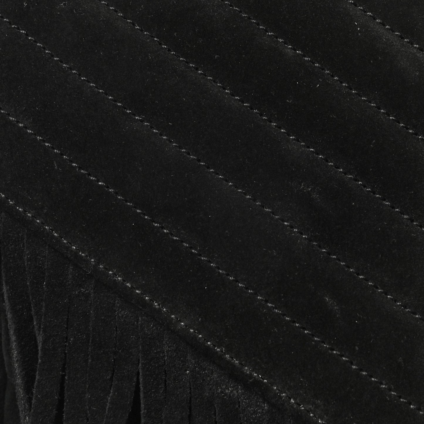 Suede Matelasse Chevron Fringe Monogram Medium College Bag Black