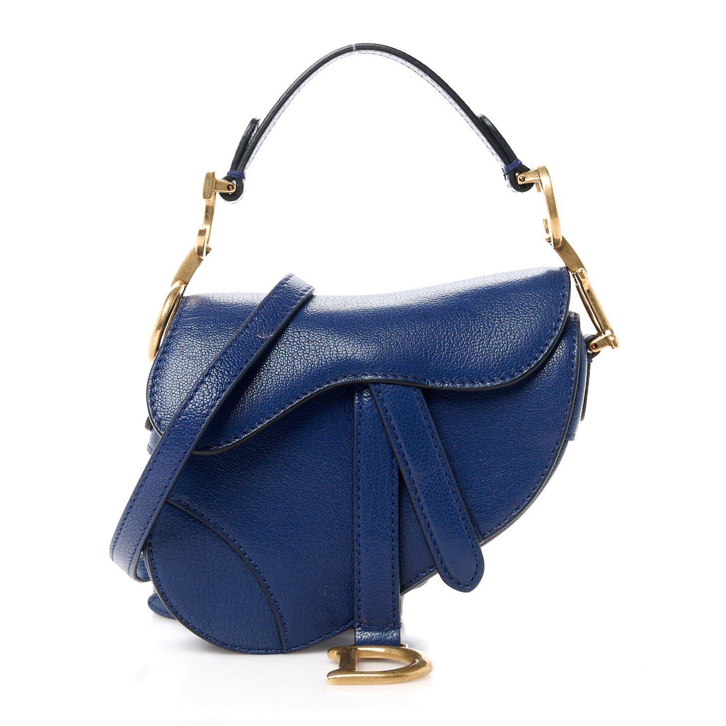 Goatskin Micro Saddle Bag With Strap Blue Royale