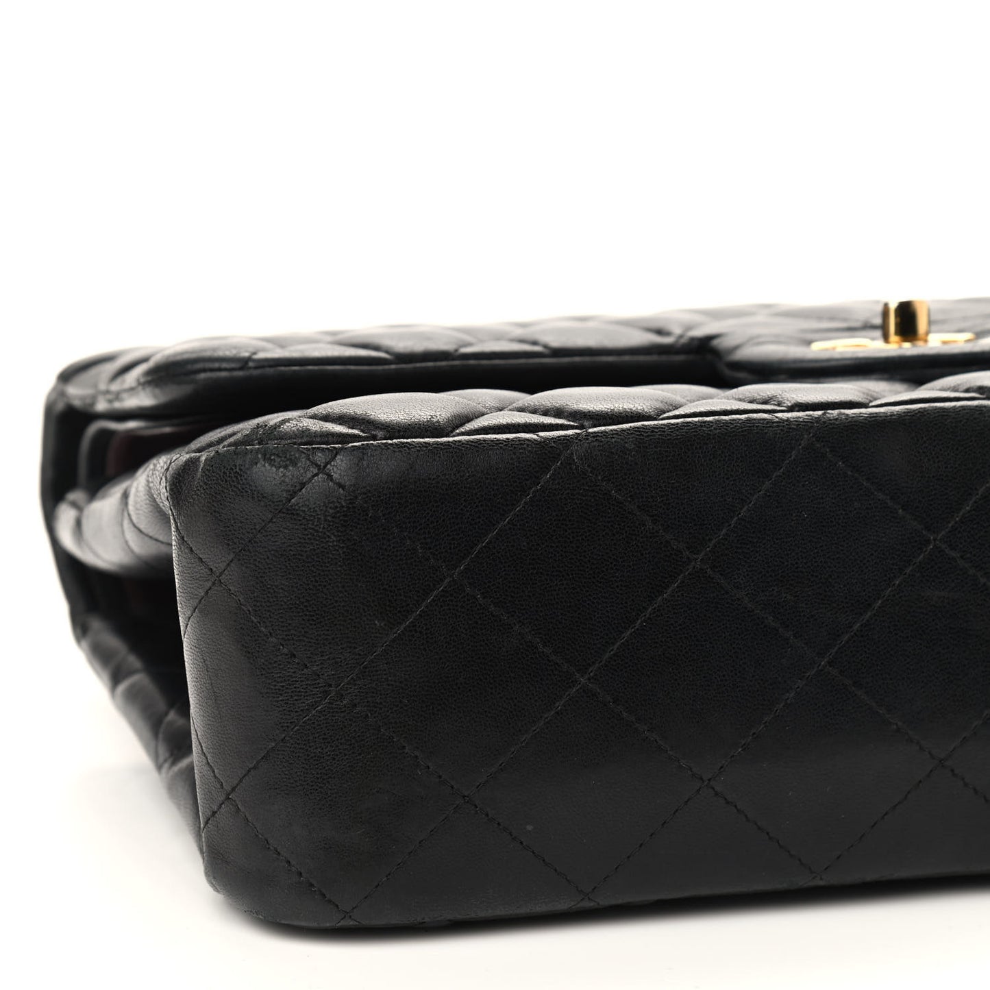 Lambskin Quilted Jumbo Double Flap Black