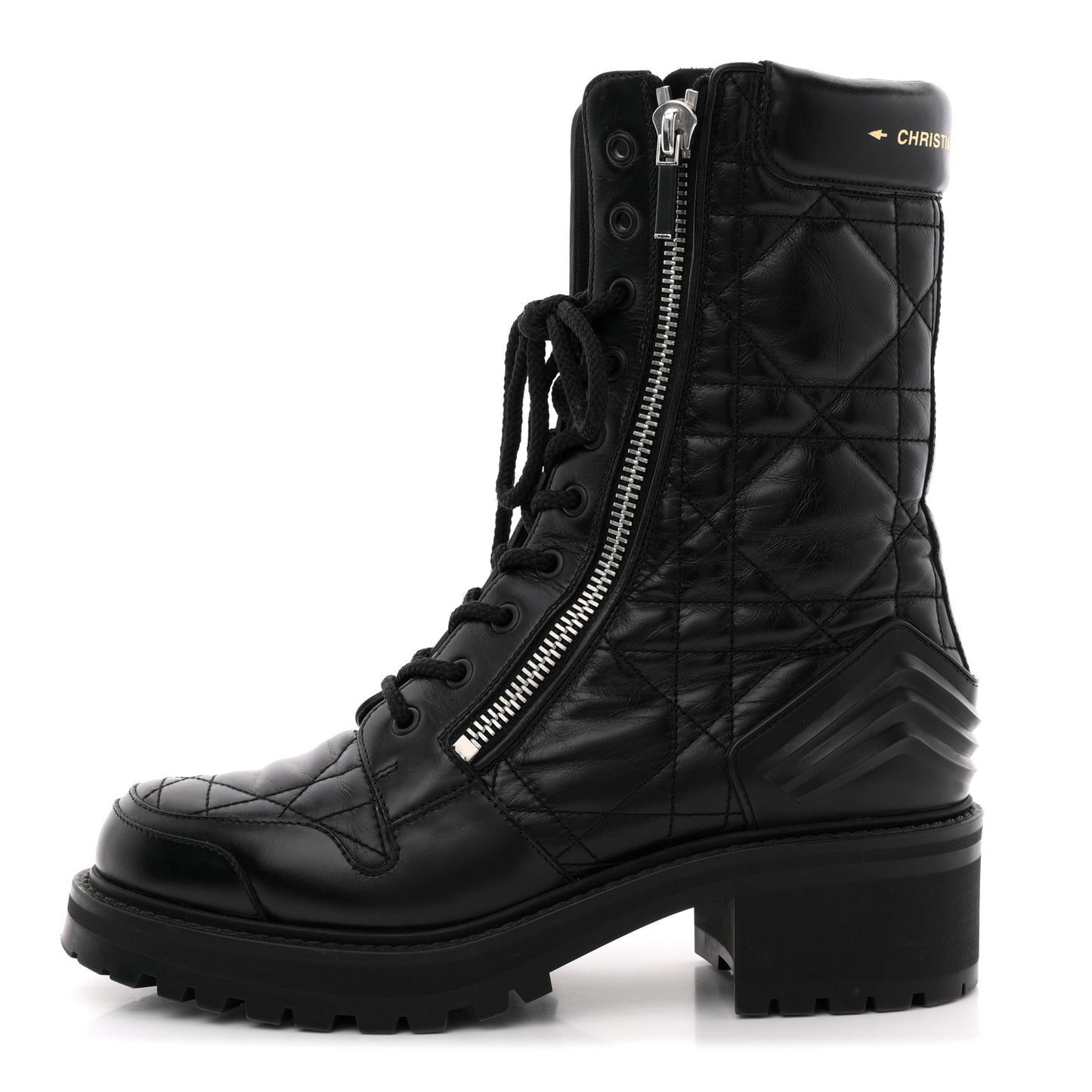 Calfskin Cannage D-Leader Ankle Boots 40.5 Black