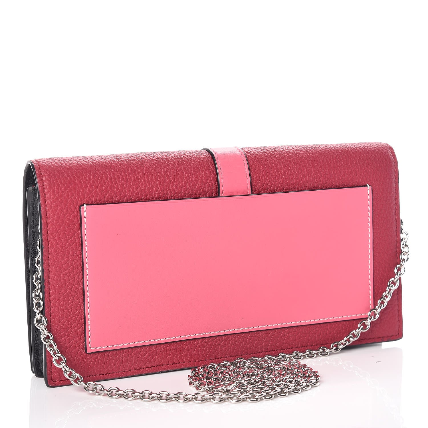 Loewe Pebbled Calfskin Chain Wallet Wild Rose Raspberry 3 of 9