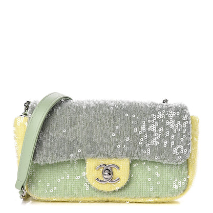 Chanel Sequin Mini Waterfall Flap Green Light Green Yellow 1 of 13