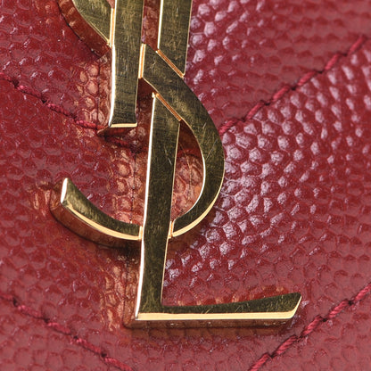 Saint Laurent Grain De Poudre Matelasse Chevron Monogram Credit Card Case New Red 8 of 9