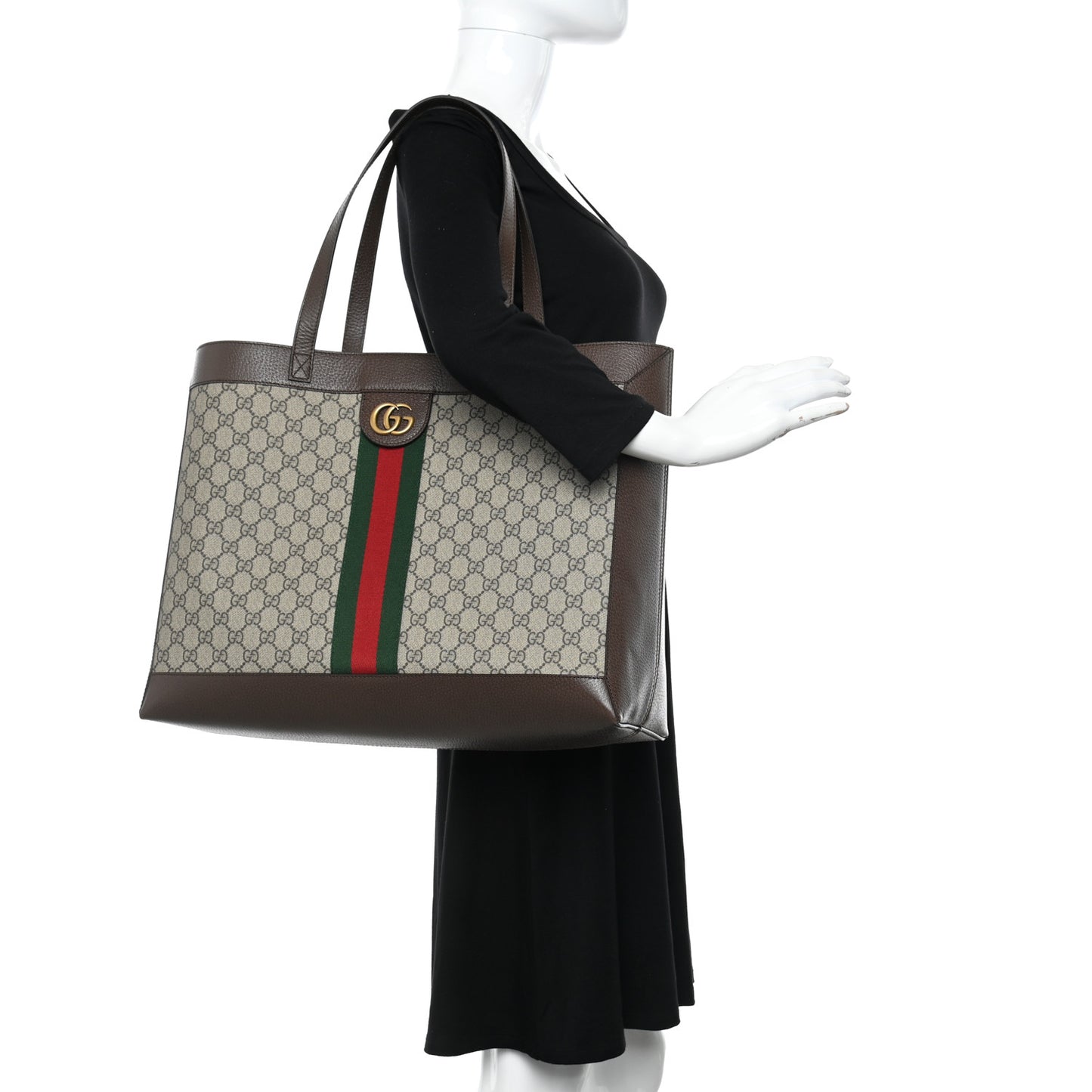 GG Supreme Monogram Web Ophidia Tote Brown