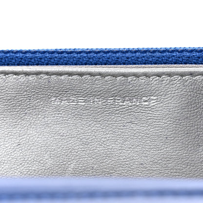 Chanel Lambskin Camellia Embossed Wallet on Chain WOC Blue 7 of 13
