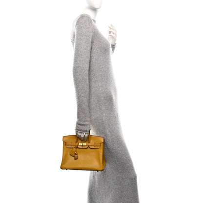 Hermes Chevre Mysore Horseshoe Birkin 25 Jaune Ambre Rose Extreme 2 of 11