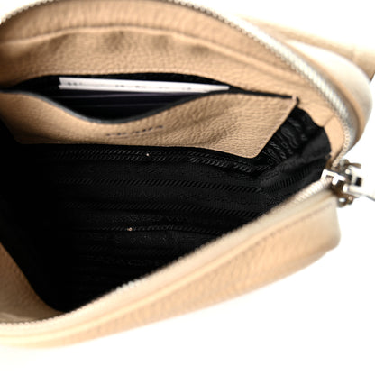 Prada Vitello Daino Soft Flap Crossbody Sabbia 5 of 10