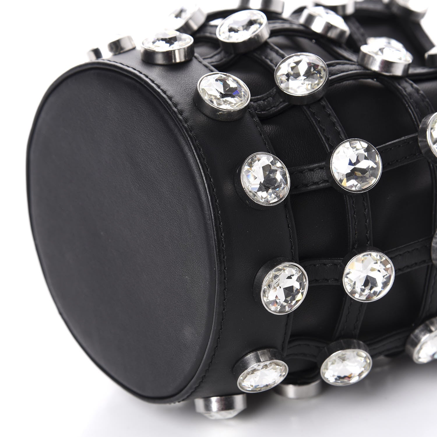 Alexander Wang Calfskin Crystal Embellished Roxy Mini Bucket Bag Black 8 of 12