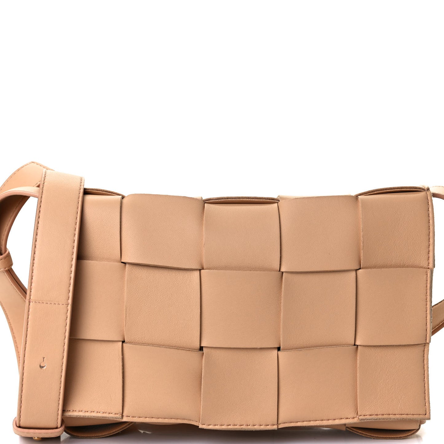 Lambskin Maxi Intrecciato Cassette Crossbody Bag Almond