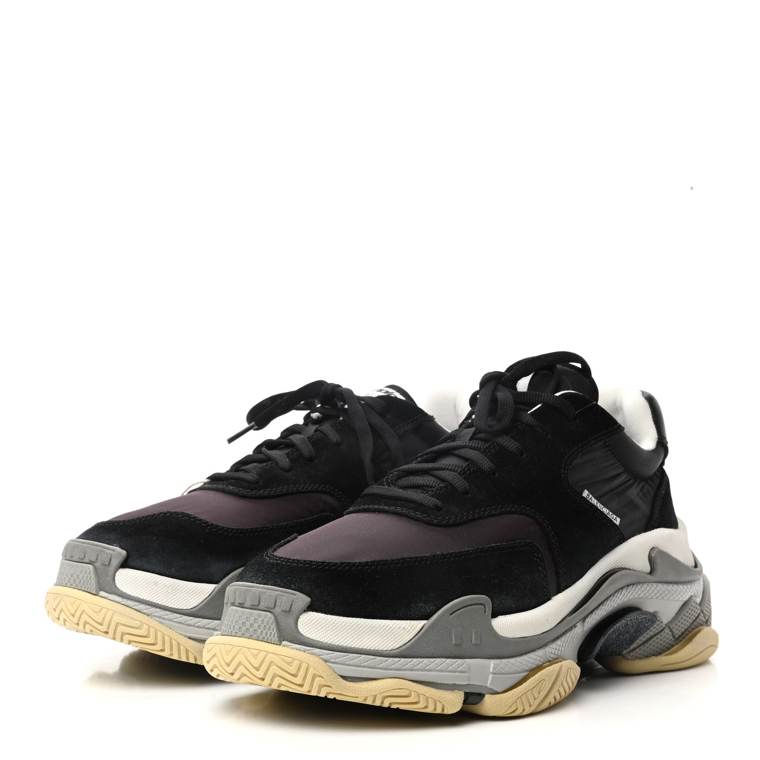 Balenciaga Nylon Suede Mens Triple S 2.0 Sneakers 42 Black Bordeaux 3 of 7