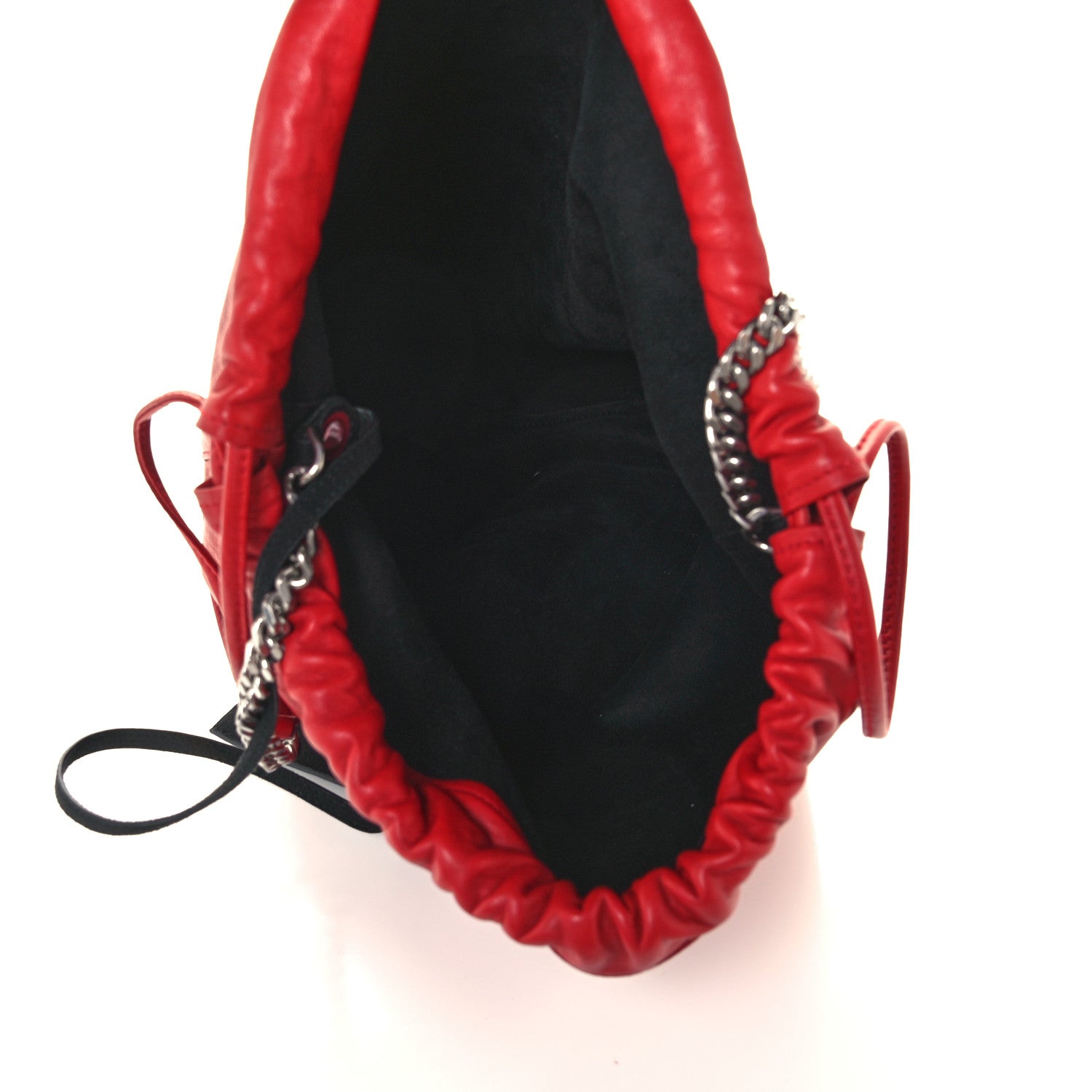 Saint Laurent Lambskin Teddy Drawstring Bag Eros Red 5 of 11