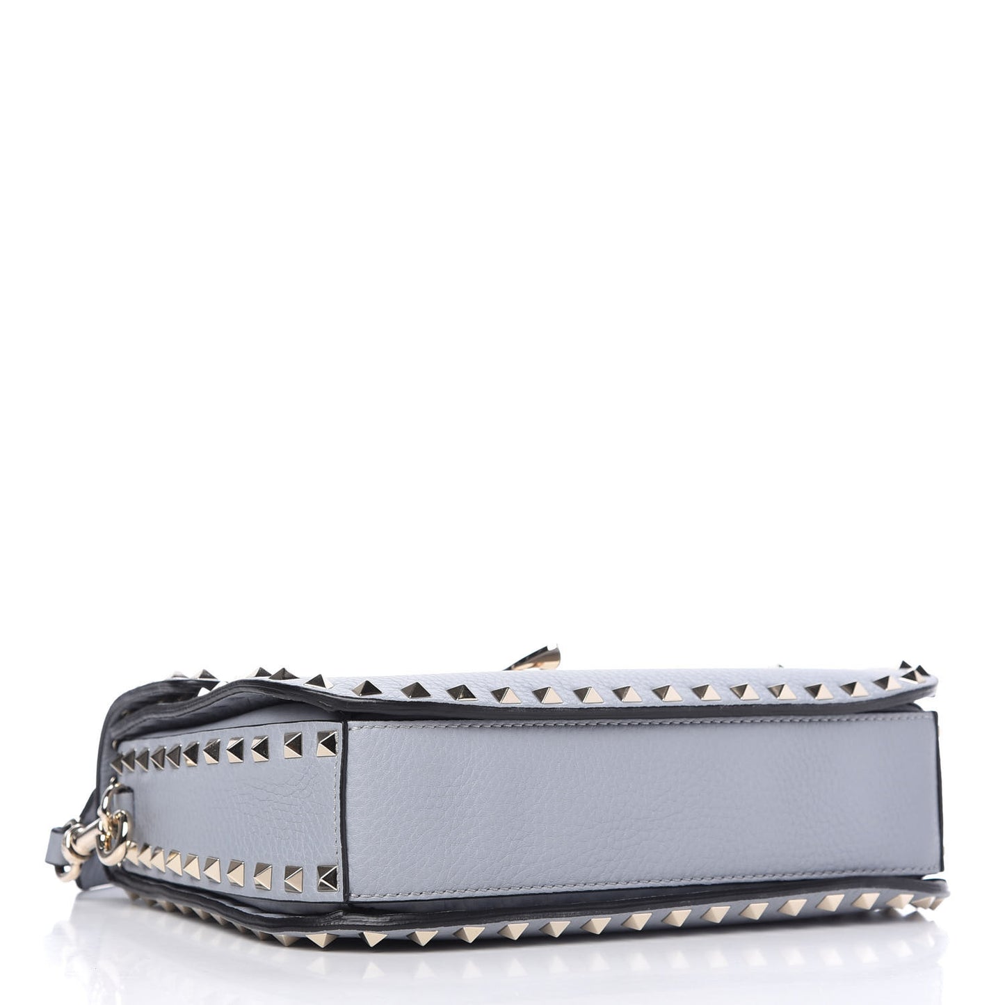 Pebbled Calfskin Medium Rockstud Flap Saddle Bag Stone