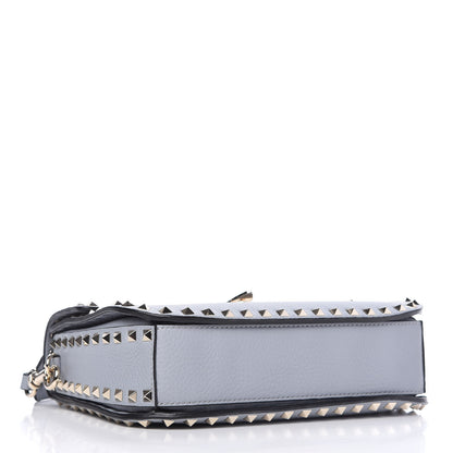 Valentino Garavani Pebbled Calfskin Medium Rockstud Flap Saddle Bag Stone 4 of 9