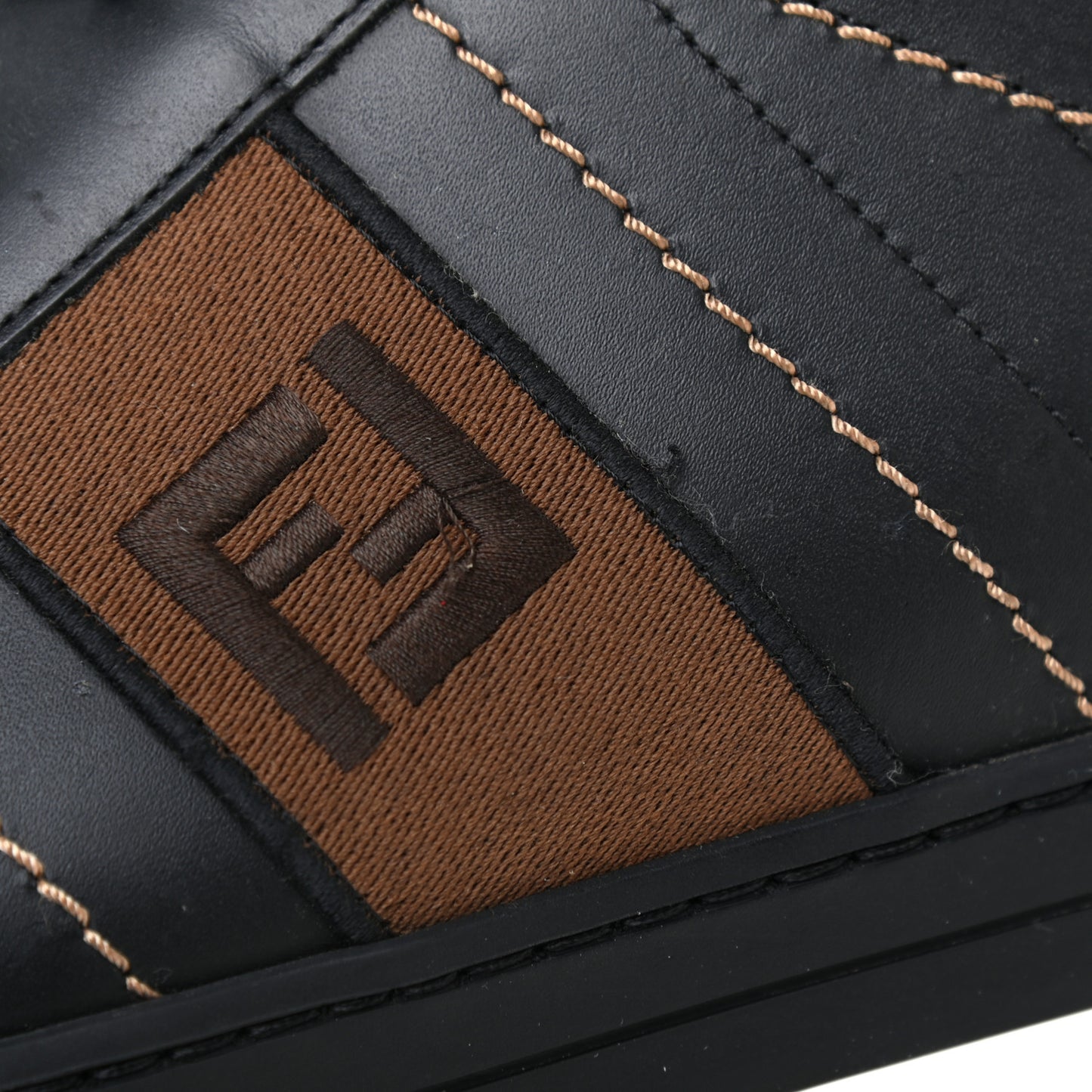 Calfskin FF Mens Low Top Sneakers 12 Black Brown