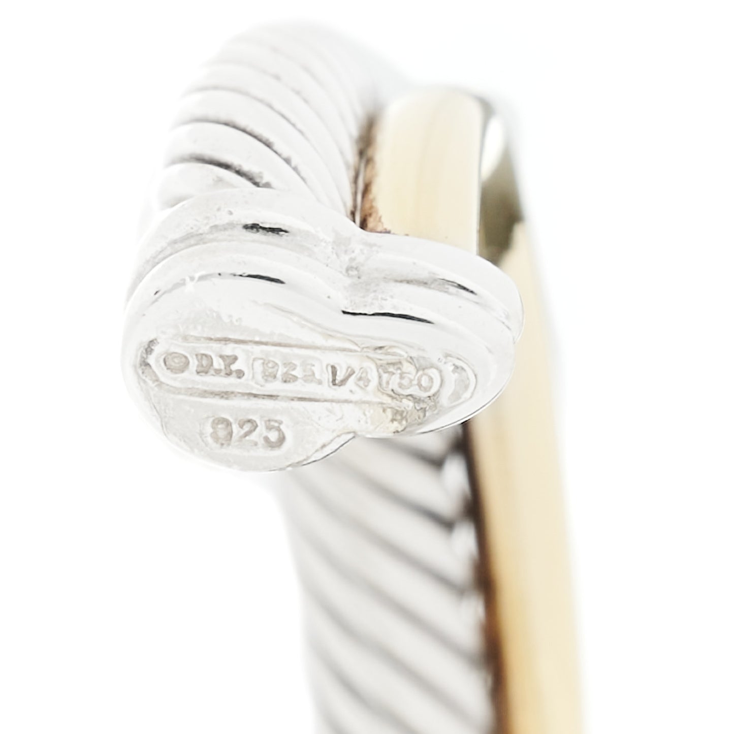 Sterling Silver 18K Yellow Gold 5mm Crossover Cuff Bracelet