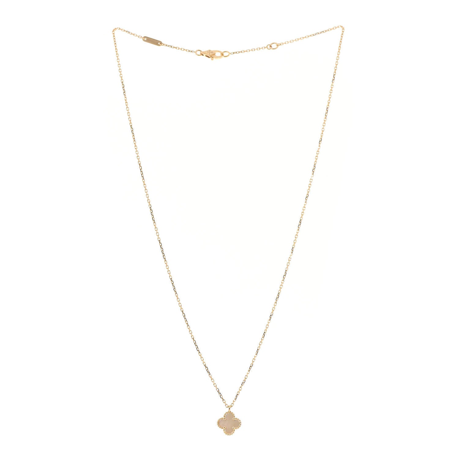 Van Cleef & Arpels 18K Yellow Gold Mother of Pearl Sweet Alhambra Pendant Necklace 3 of 7